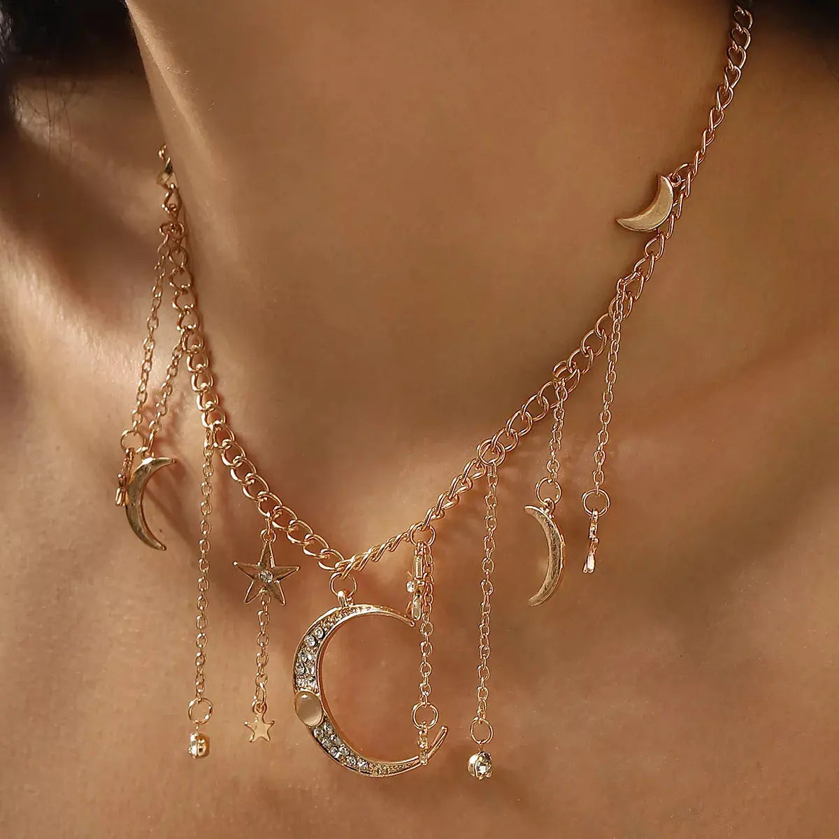 Moon & Star Charm Necklace by Partner Labels