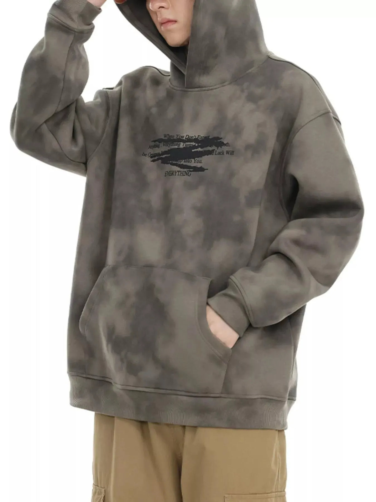 Men's Plus Size Tie-Dye Long Sleeve Hoodie by Trendsi