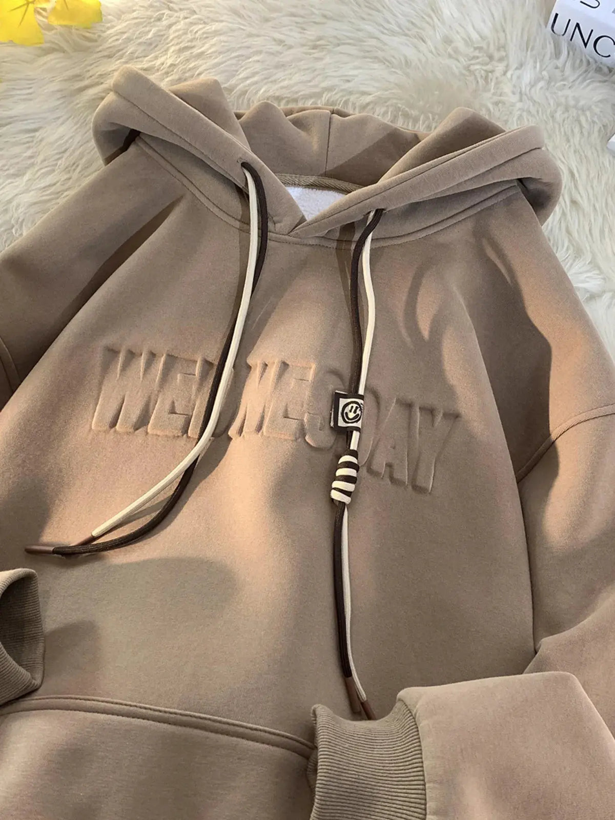 Men's Plus Size Letter Drawstring Long Sleeve Hoodie by Trendsi