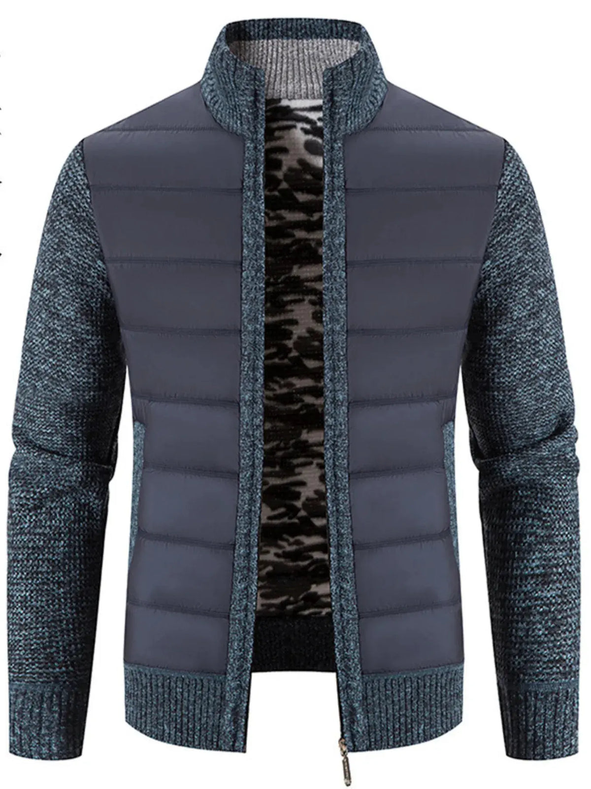 Men’s Plus Size Quilted Knit Bomber Jacket with Stand Collar | Partner Labels Selection by Partner Label