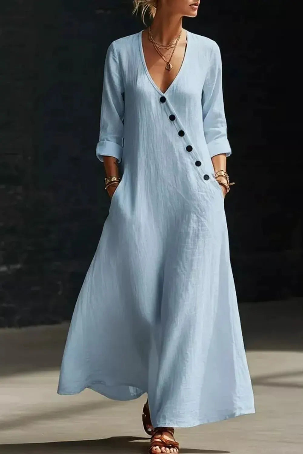 Surplice Long Sleeve Maxi Dress by Trendsi