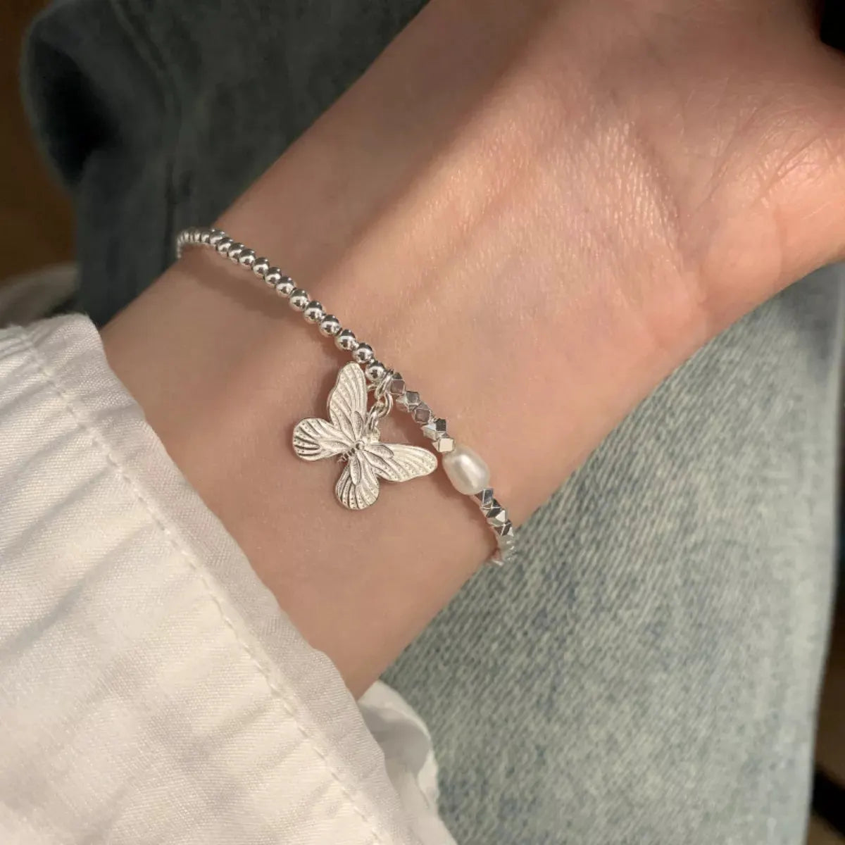 925 Sterling Silver Butterfly Bracelet by Partner Label