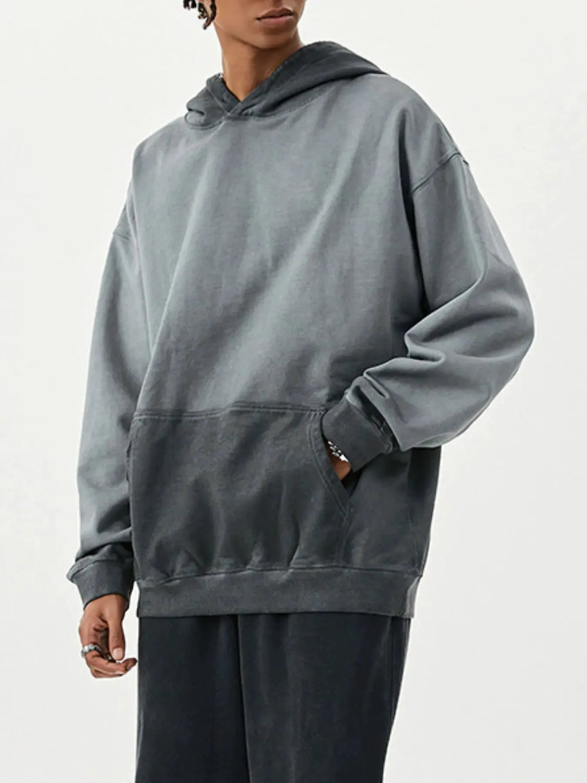 Men's Drop Shoulder Long Sleeve Hoodie by Trendsi