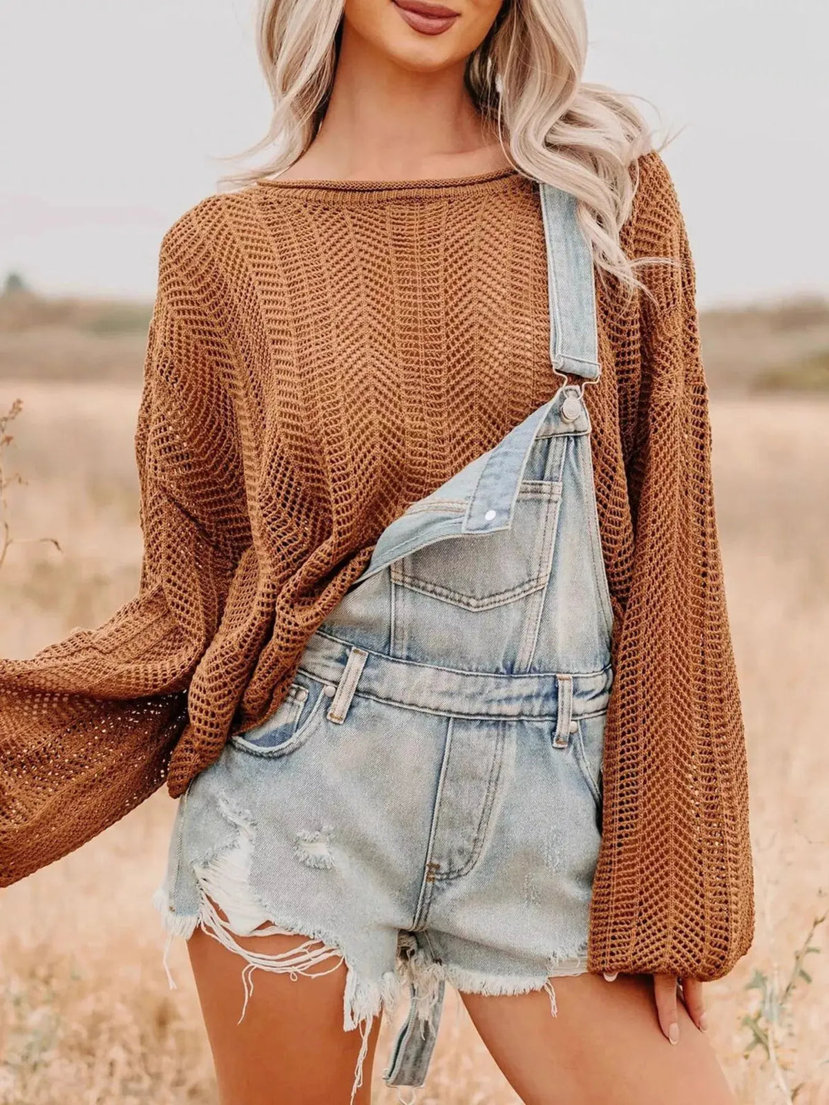 Distressed Denim Overalls Shorts by Partner Labels