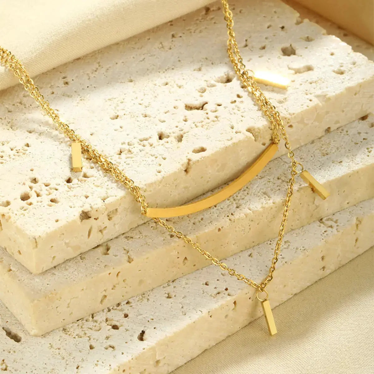 18K Gold-Plated Double Layered Necklace by Partner Label
