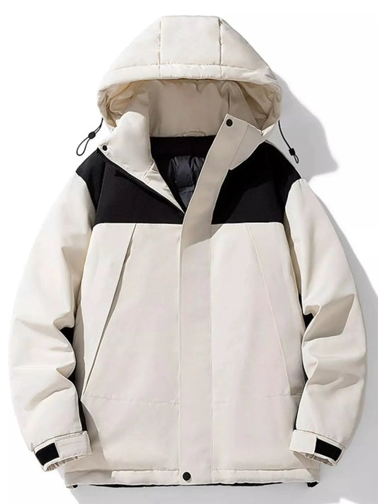 Men's Plus Size Hooded Color Block Padded Winter Coat by Partner Label