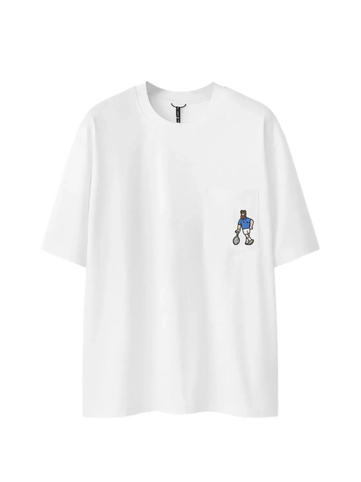 Men's Embroidered Tennis Player Round Neck T-Shirt by Trendsi