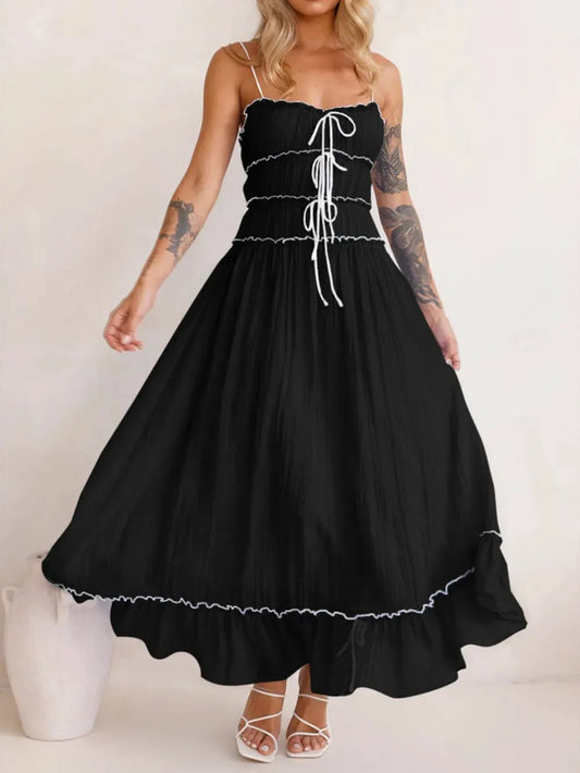 Devine Frill Ruffled Hem Midi Cami Dress by Devine