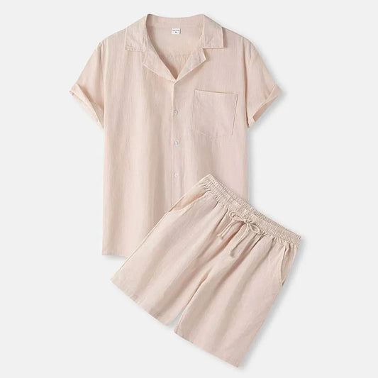 Men's Full Size Button Up Shirt and Shorts Set Plus Size by Trendsi