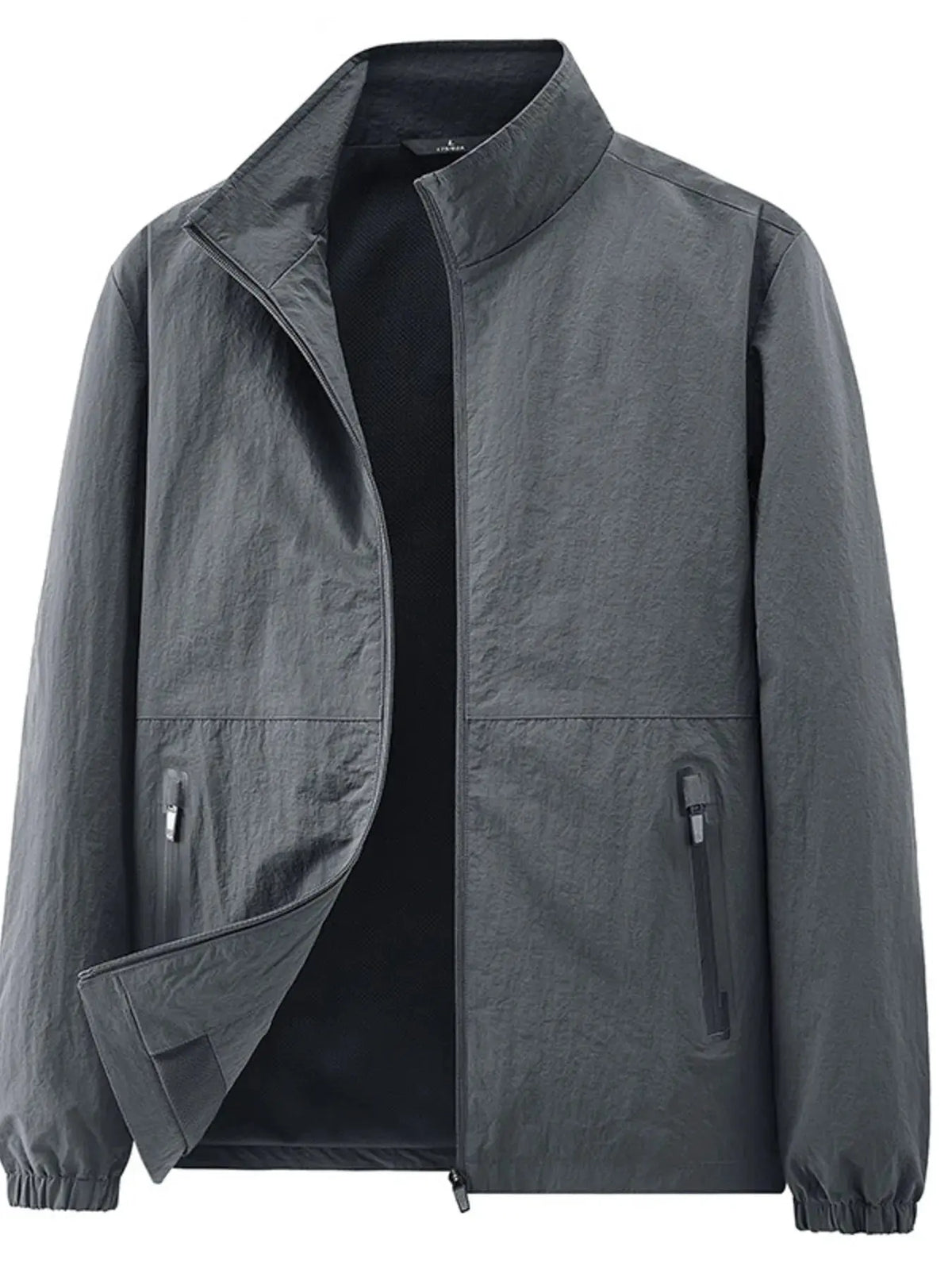 Men's Plus Size Zip Up Long Sleeve Jacket by Trendsi