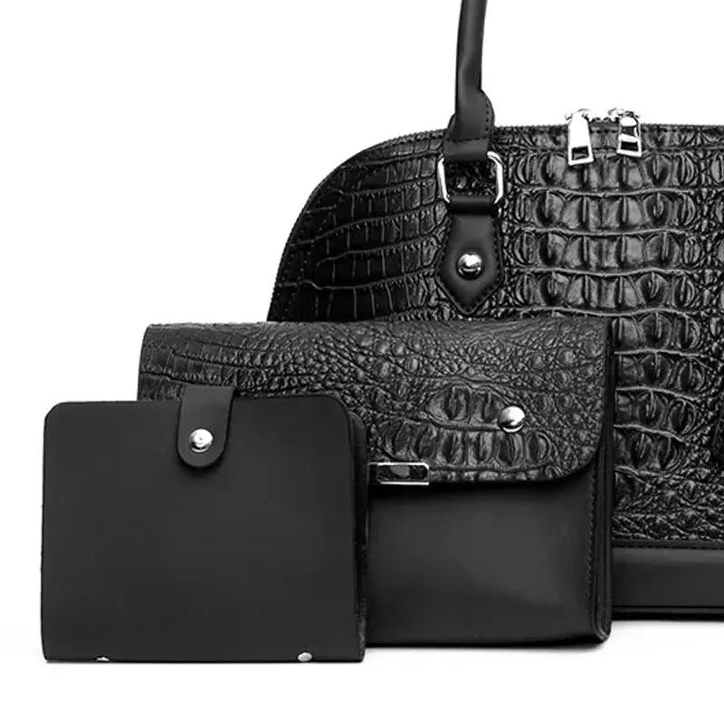 Leyla Womens Handle Bag (3 Piece Set) - Black by Savoy Active