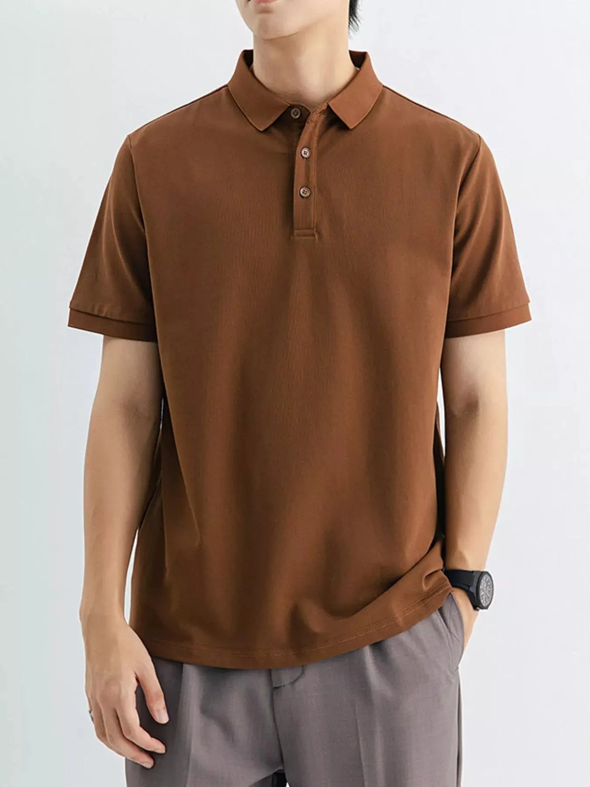 Men's Plus Size Classic Fit Short Sleeve Polo by Trendsi