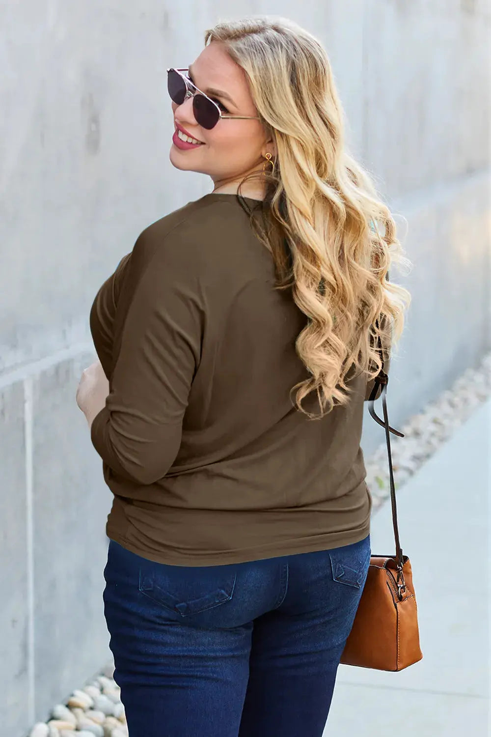 Basic Bae Full Size Round Neck Batwing Sleeve Top by Basic Bae