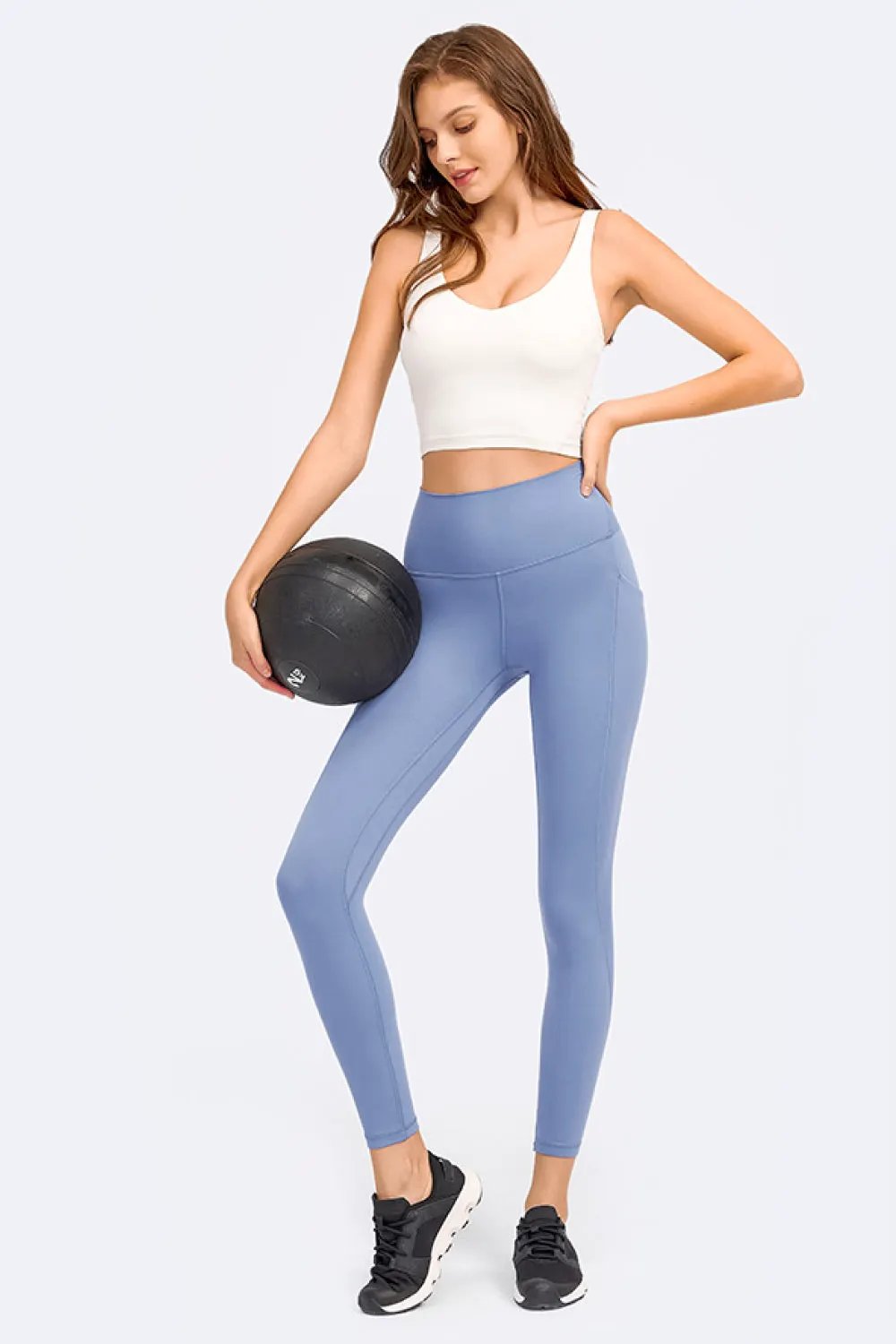 Millennia Deep V-Neck Crop Sports Bra by Millennia