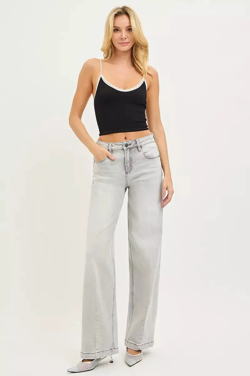 RISEN Slouchy Baggy Jeans with Contrast Stitching by RISEN