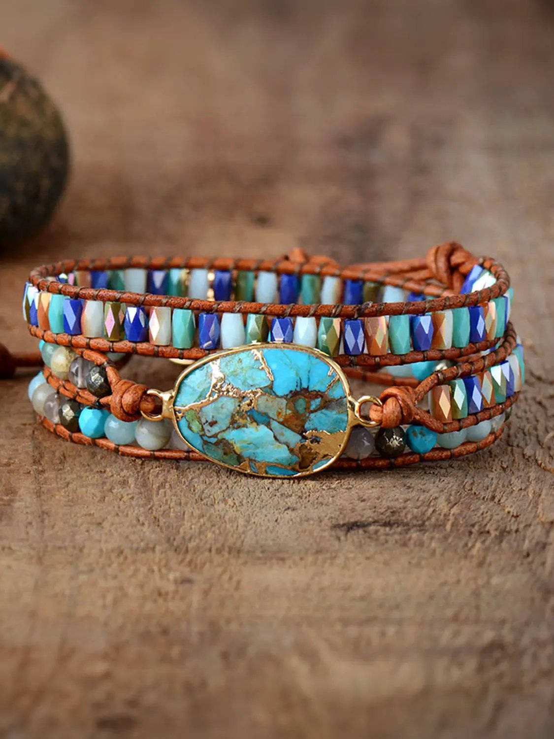 Triple-Layer Natural Stone Bracelet by Partner Label