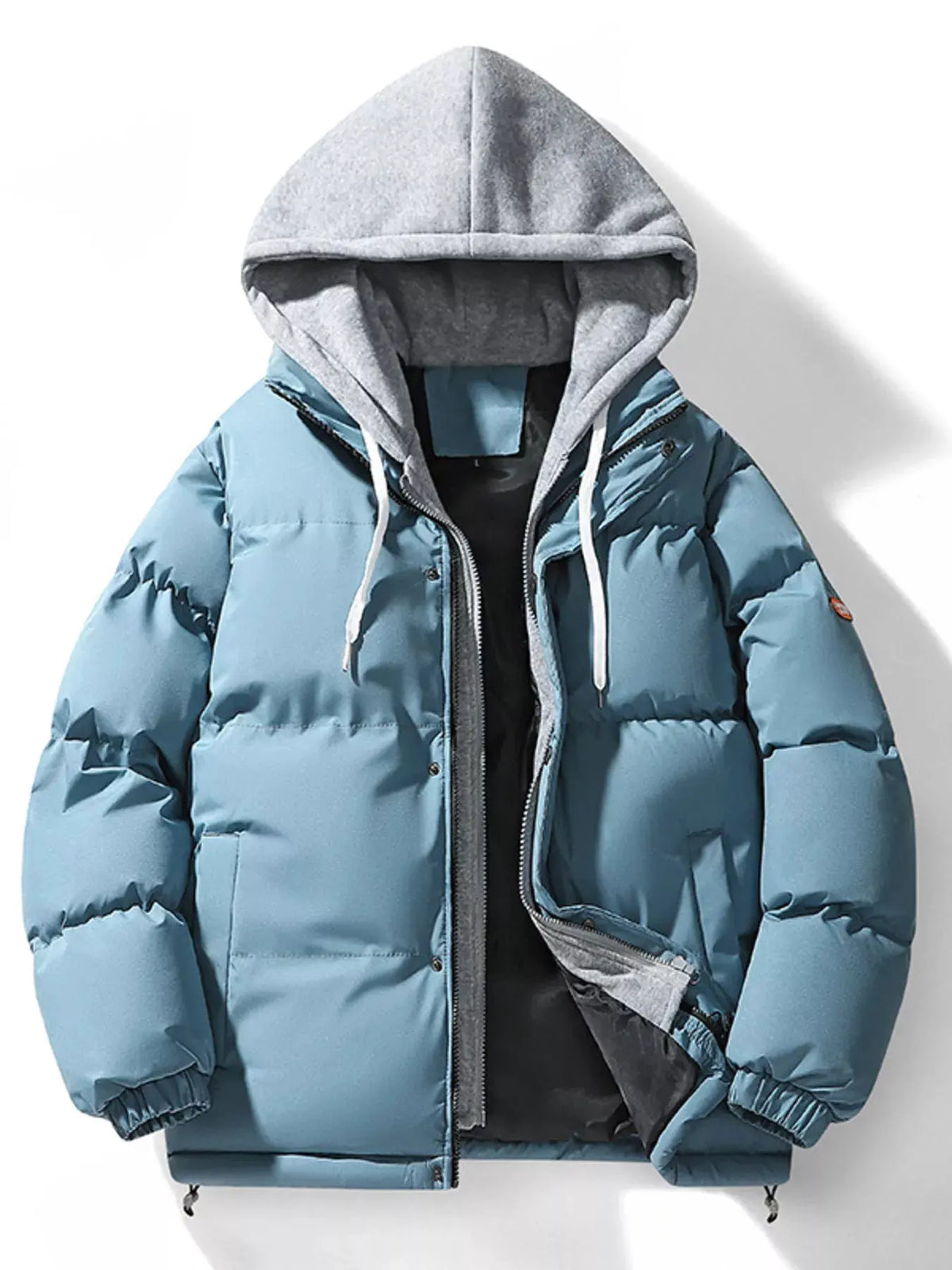 Men's Plus Size Hooded Padded Puffer Jacket by Partner Label