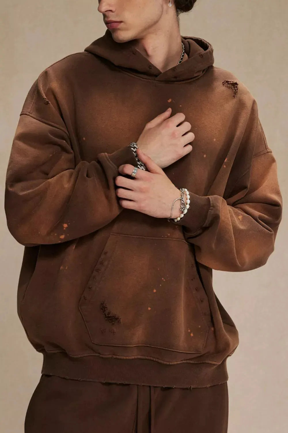 Men's Plus Size Drawstring Kangaroo Pocket Hoodie by Trendsi