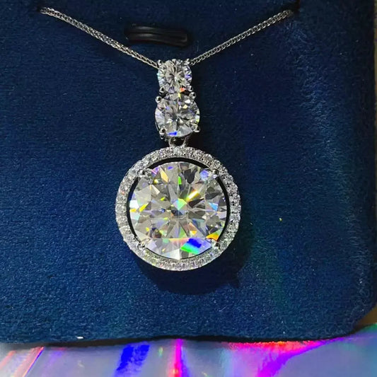 11.5 Carat Moissanite 925 Sterling Silver Pendant Necklace by Partner Labels