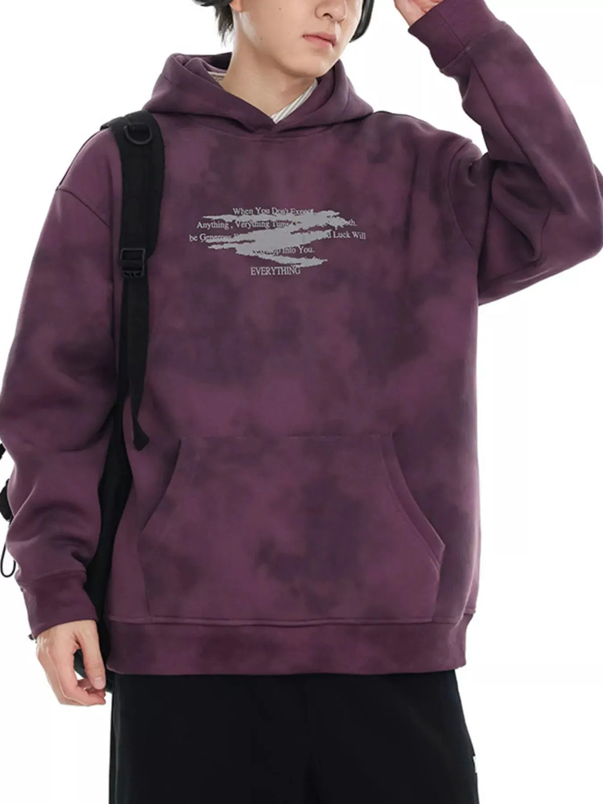 Men's Plus Size Tie-Dye Long Sleeve Hoodie by Trendsi