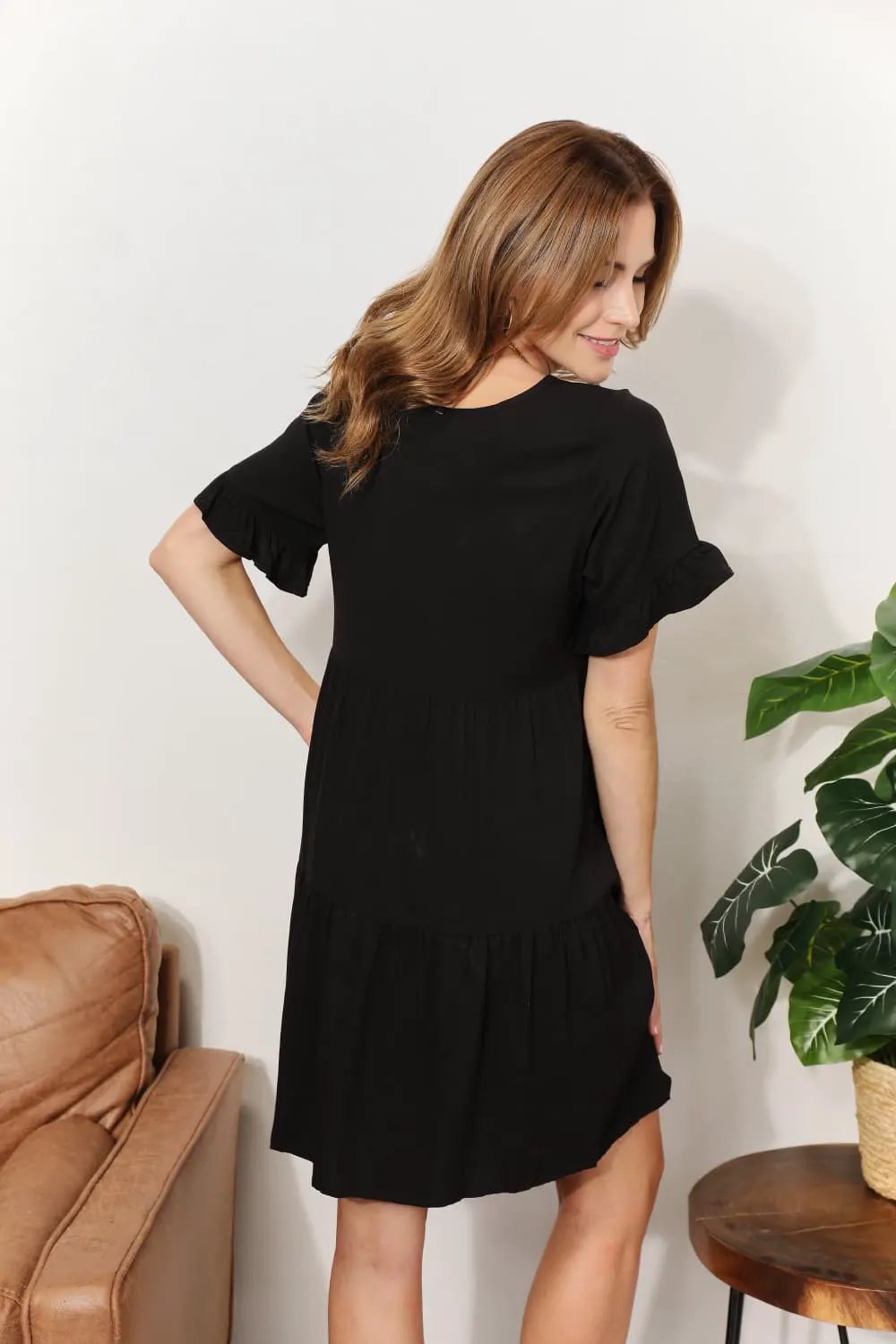 Mandy V-Neck Flounce Sleeve Tiered Dress by Partner Label