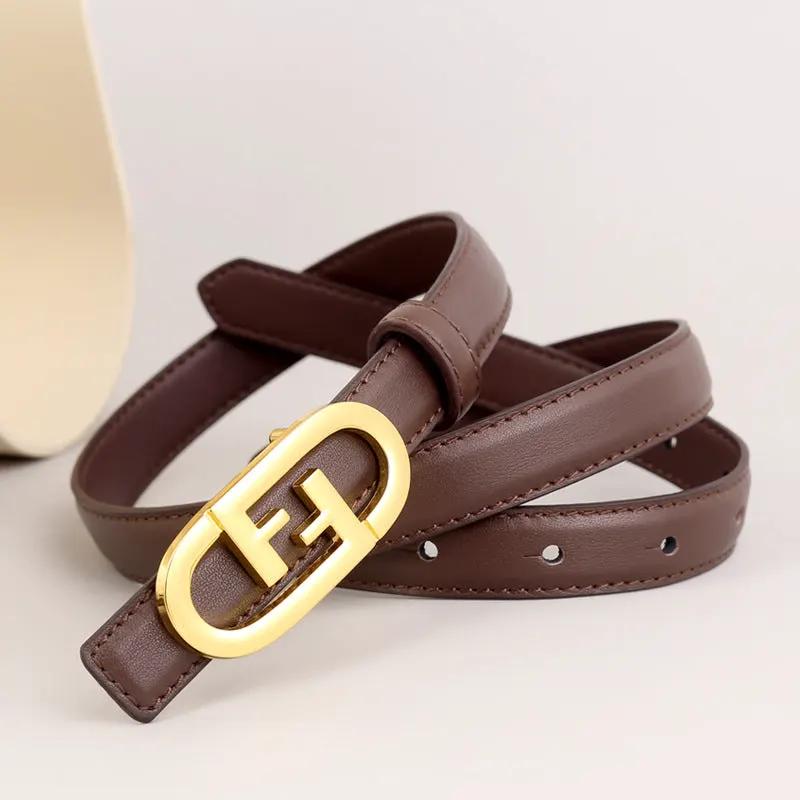 Leather Belt with Golden Buckle by Trendsi