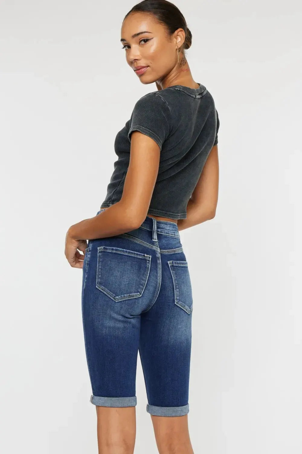 Kancan Full Size Cat's Whiskers Button Fly Denim Shorts by Kancan