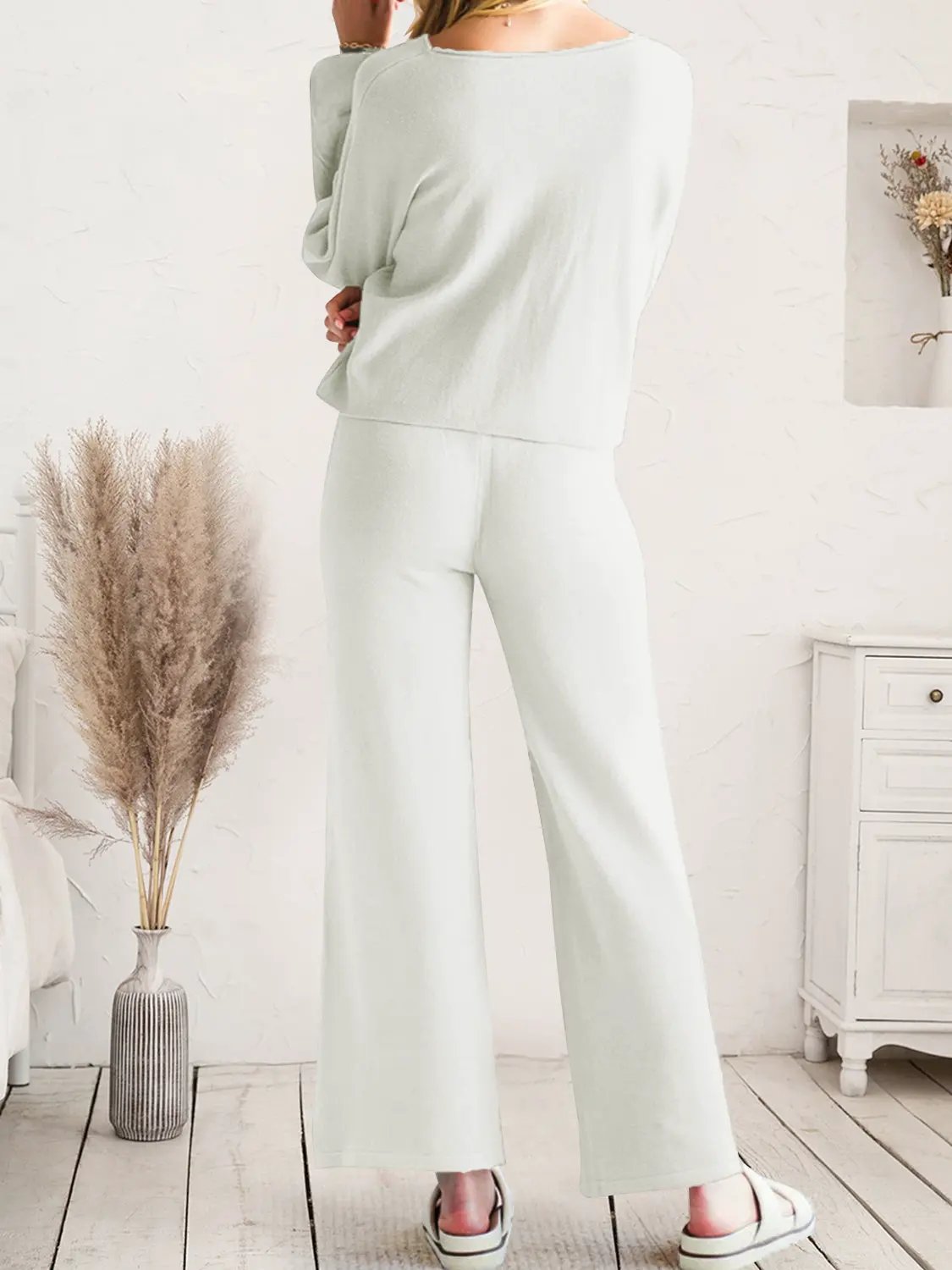Long Sleeve Lounge Top and Drawstring Pants Set by Partner Label