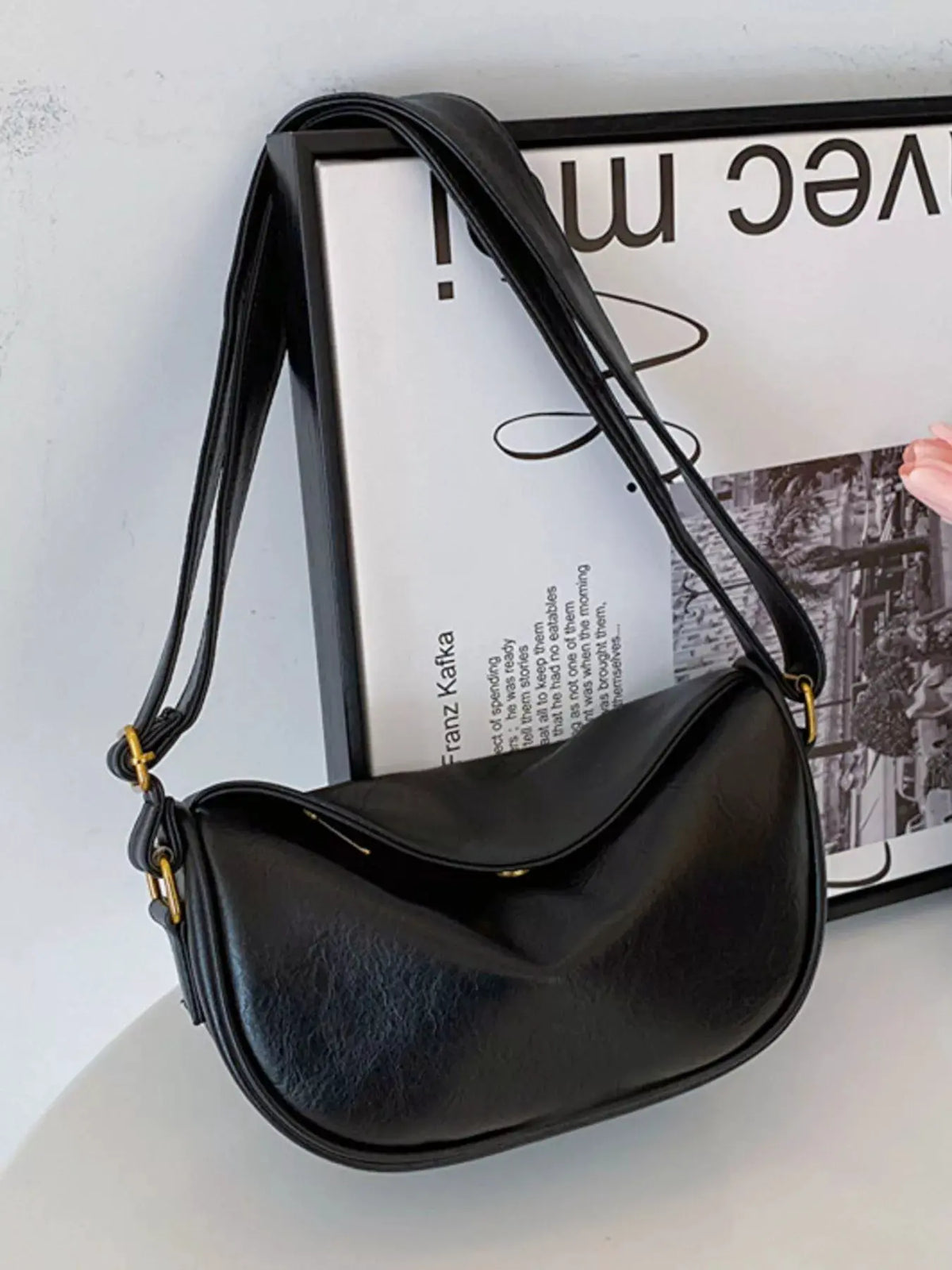 Elegant PU Leather Crescent Crossbody Bag by Partner Label