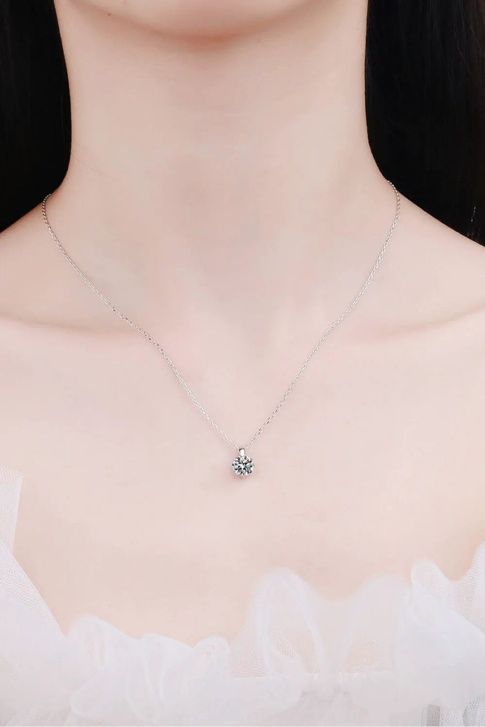 Minimalist 925 Sterling Silver Moissanite Pendant Necklace by Partner Labels