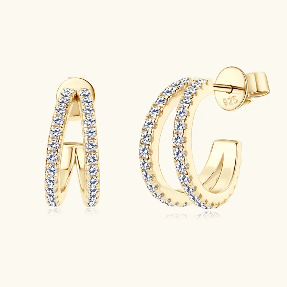 Moissanite 925 Sterling Silver C-Hoop Earrings by Partner Label