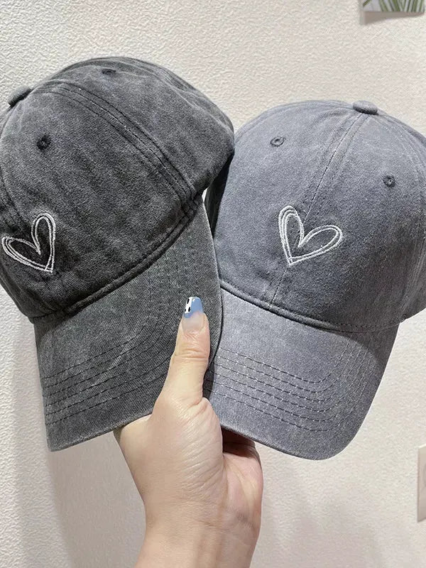 Washed Heart Embroidered Baseball Cap by Partner Label