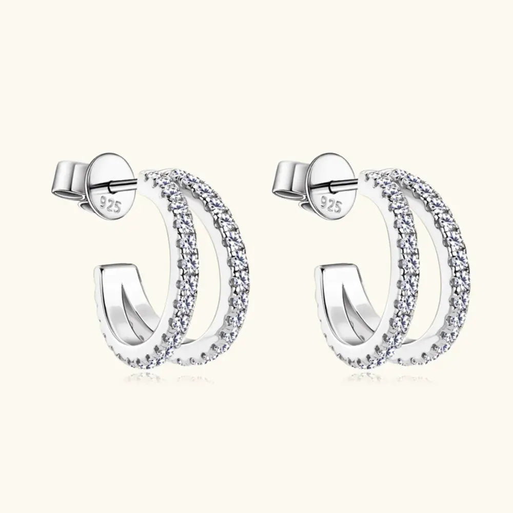 Moissanite 925 Sterling Silver C-Hoop Earrings by Partner Label
