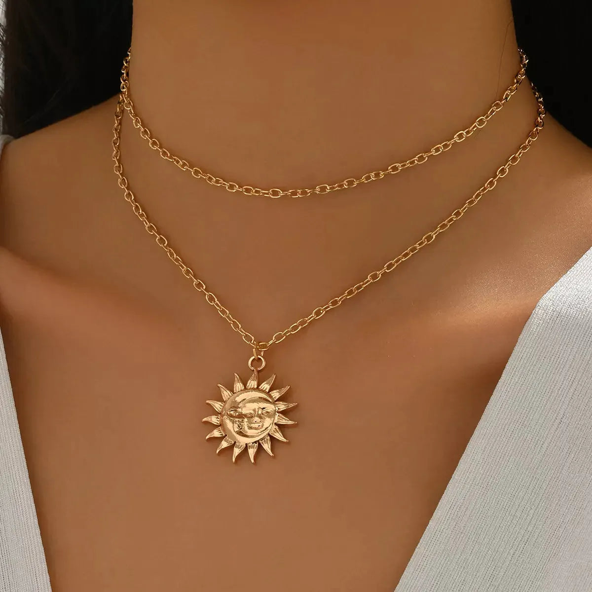 18K Gold-Plated Sunburst Pendant Necklace by Partner Labels