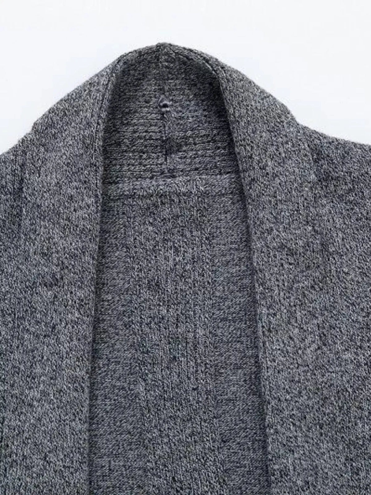 Men's Plus Size Heathered Open Front Longline Knit Cardigan with Pockets by Trendsi