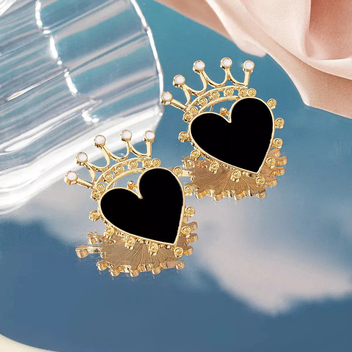 Crown Heart Stud Earrings by Partner Label