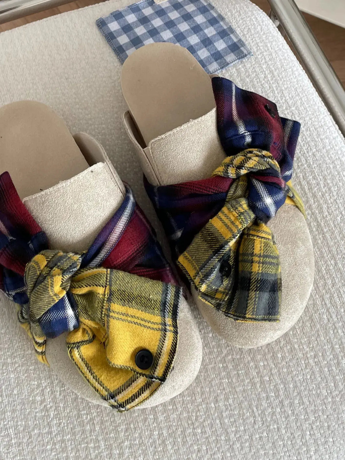 Bow-Knot Plaid Comfort Slip-Ons by Partner Label
