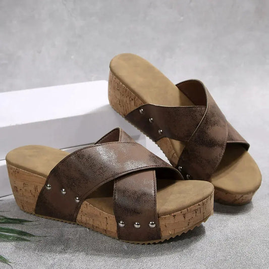 Open Toe Wedge Sandals by Partner Label