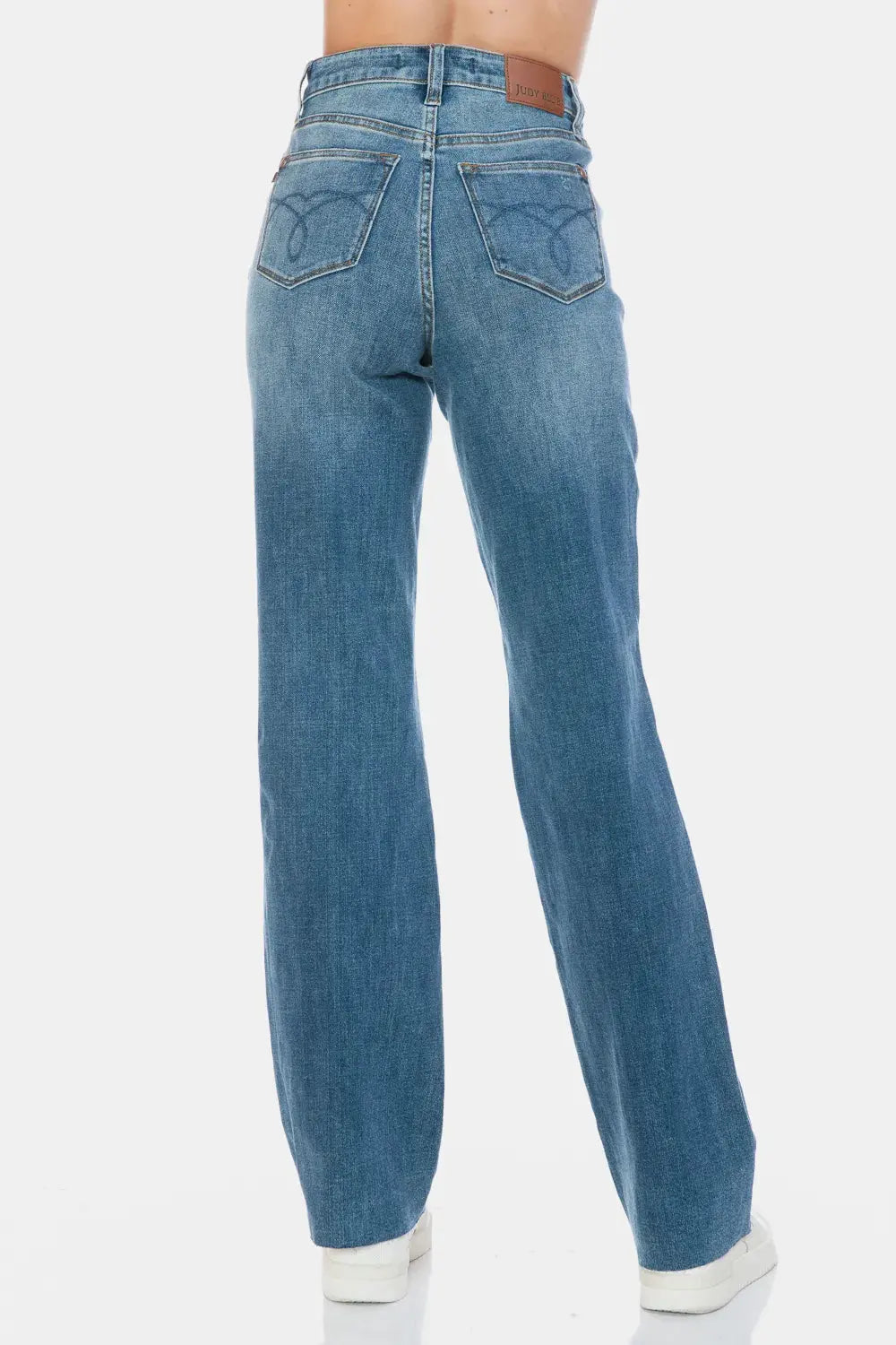 Judy Blue Full Size Tummy Control Cut Raw Hem Straight Jeans by Judy Blue