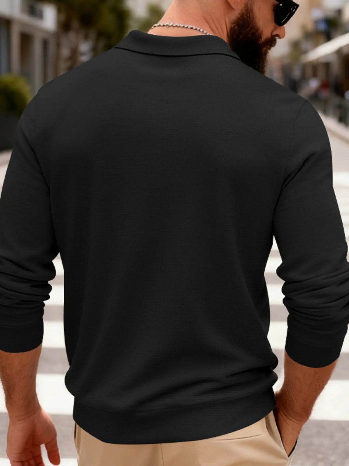 Men's Full Size Slim Fit Long Sleeve Polo Plus Size by Trendsi