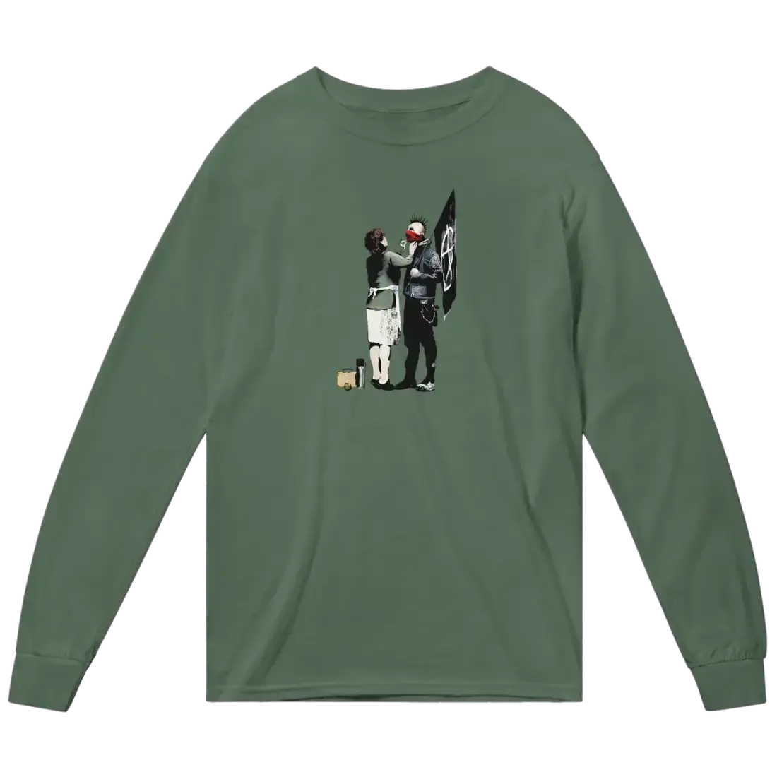 Banksy Anarchist Punk And His Mother Art Long Sleeve Shirt by Art-O-Rama Shop