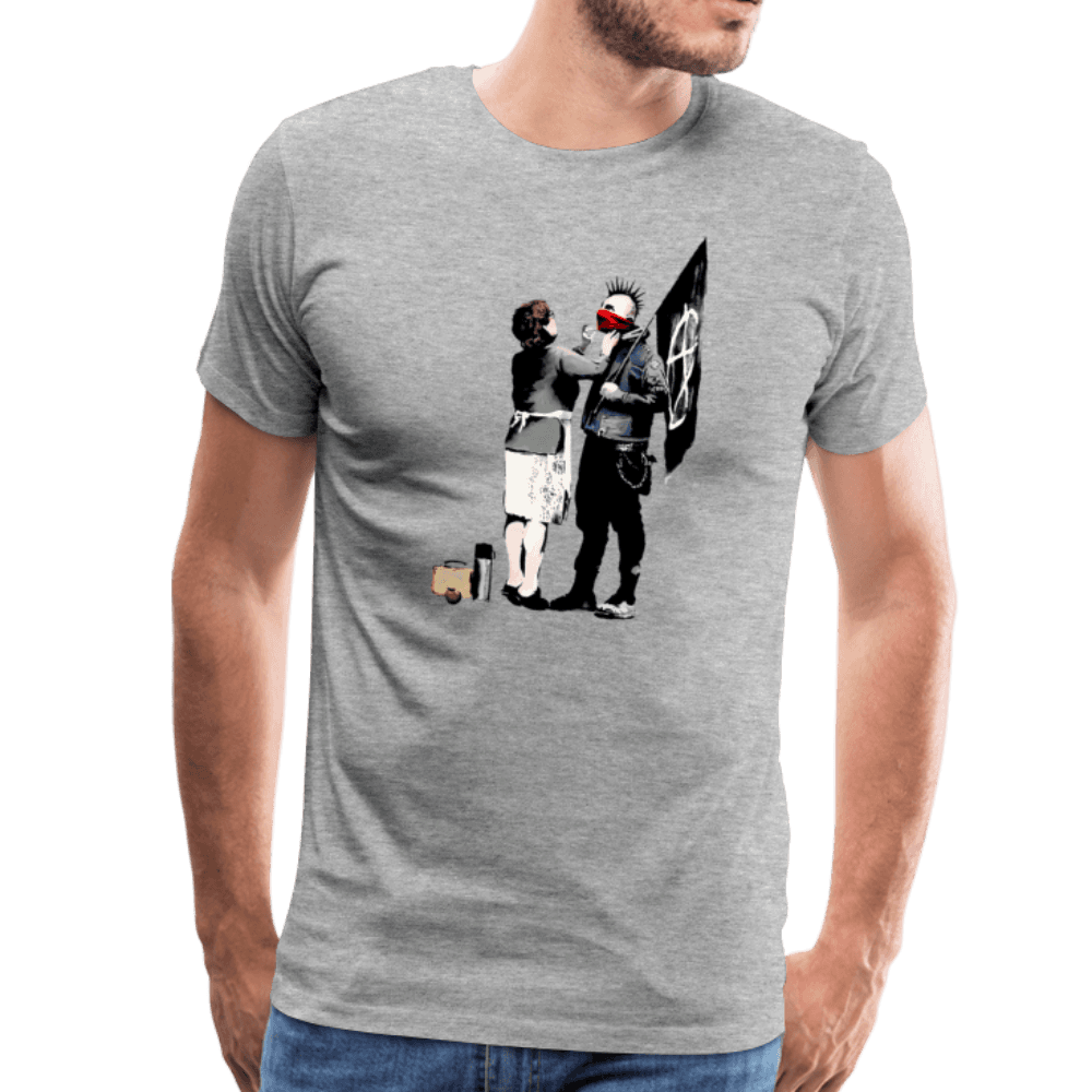 Banksy Anarchist Punk and His Mother artwork t-shirt by Art-O-Rama Shop