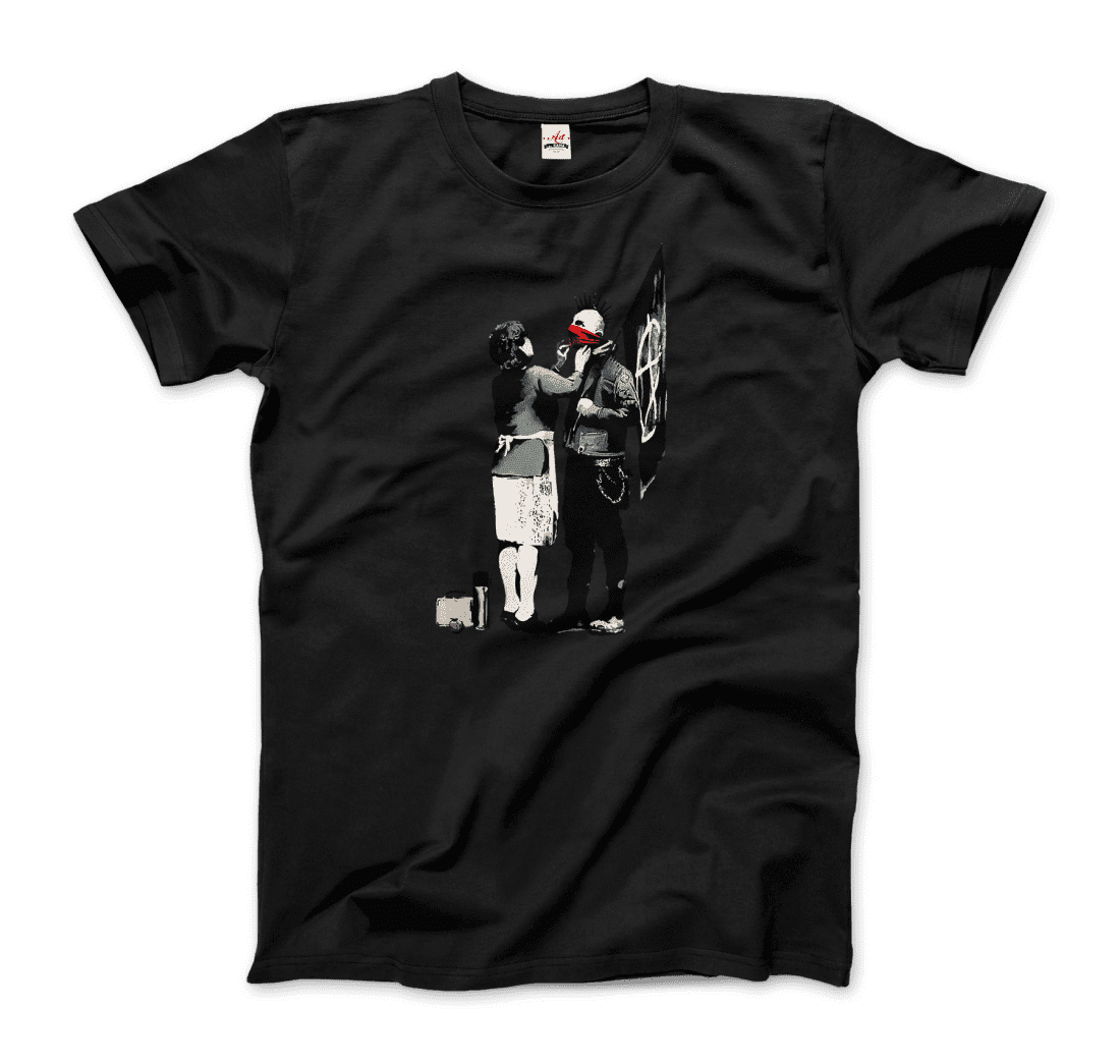 Banksy Anarchist Punk and His Mother artwork t-shirt by Art-O-Rama Shop