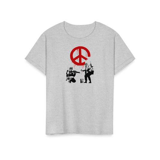 Banksy Soldiers painting Peace Symbol 2006 artwork t-shirt by Art-O-Rama Shop