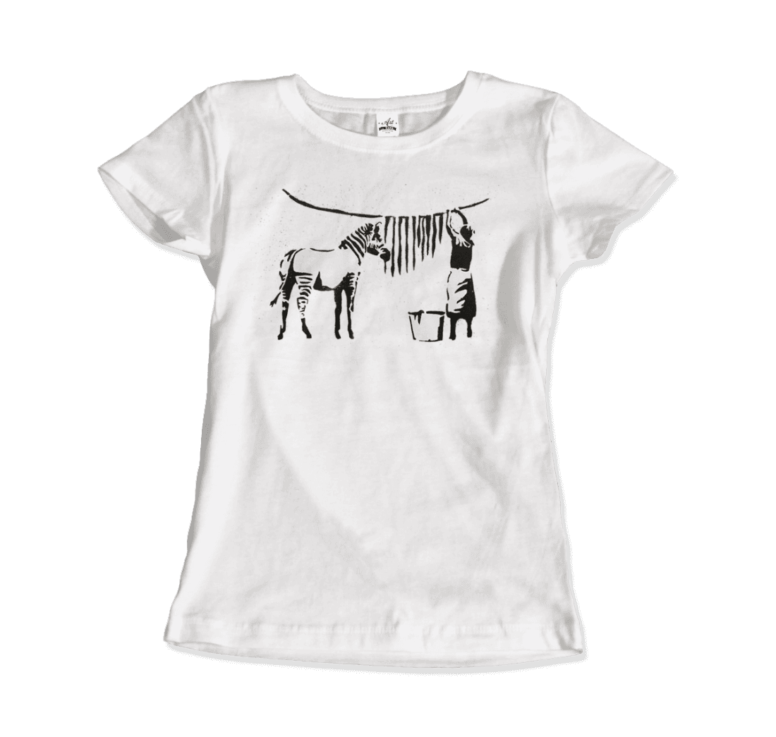 Banksy Zebra Stripes artwork t-shirt by Art-O-Rama Shop