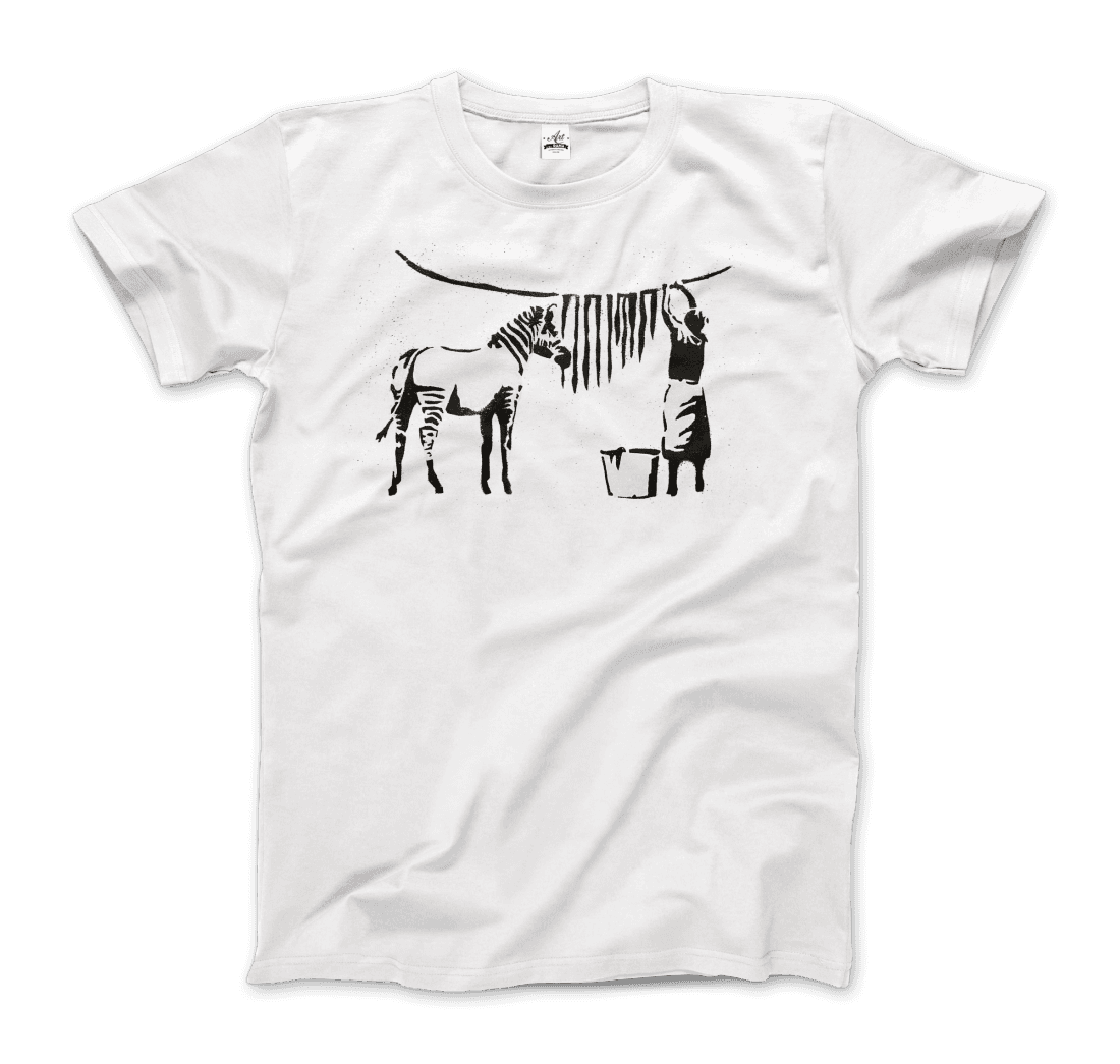 Banksy Zebra Stripes artwork t-shirt by Art-O-Rama Shop