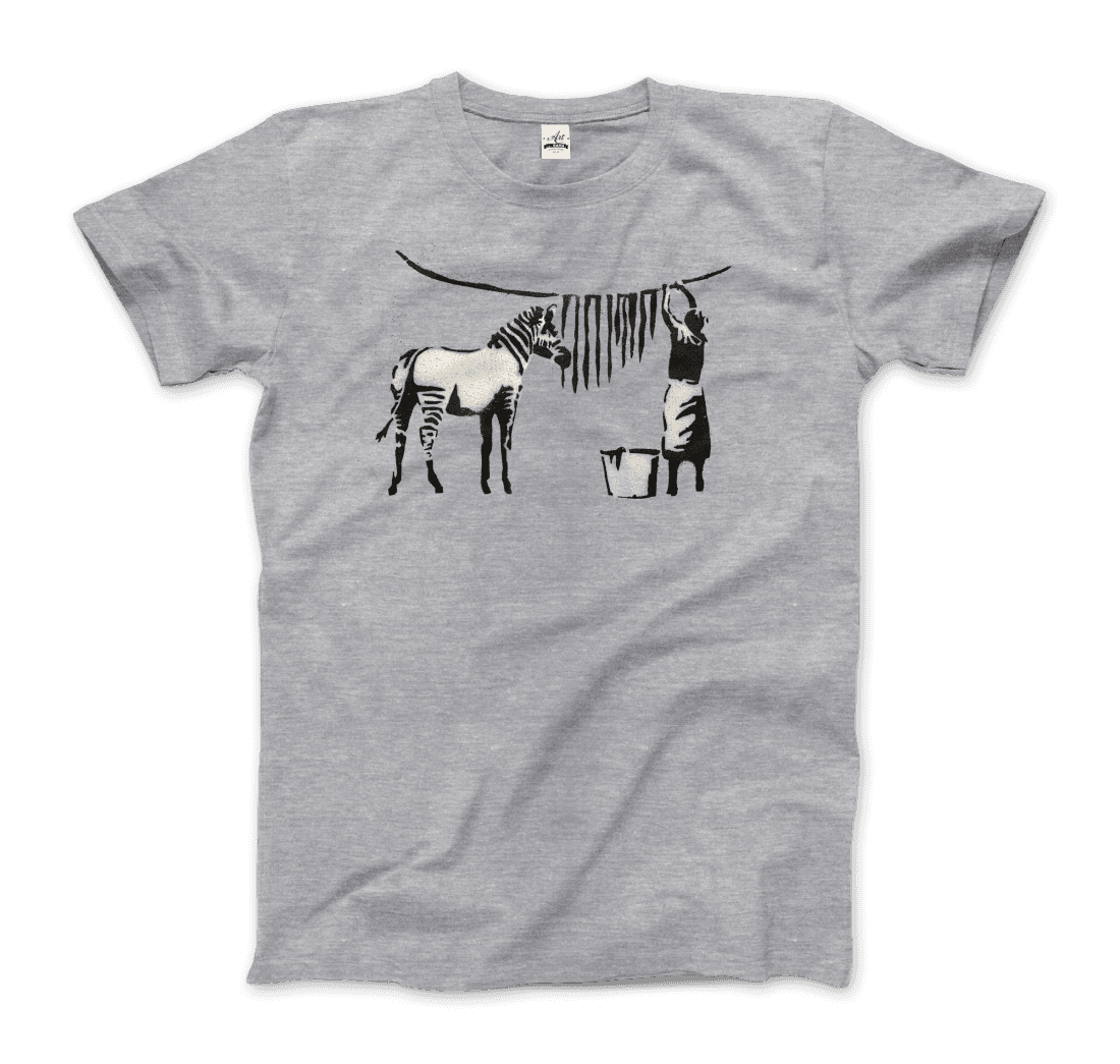 Banksy Zebra Stripes artwork t-shirt by Art-O-Rama Shop