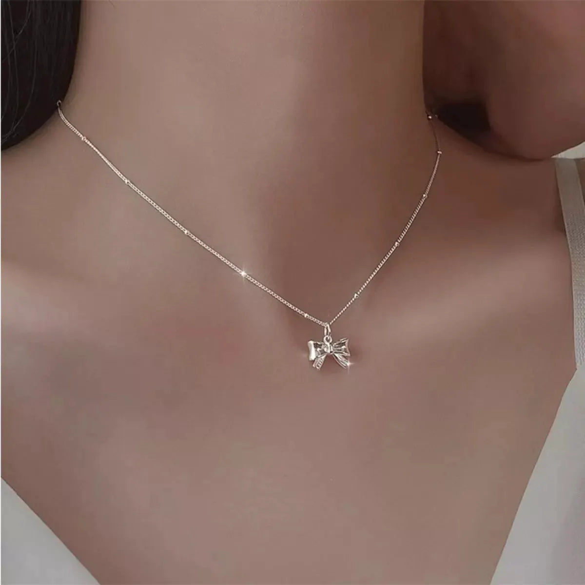 925 Sterling Silver Bow Necklace by Partner Labels