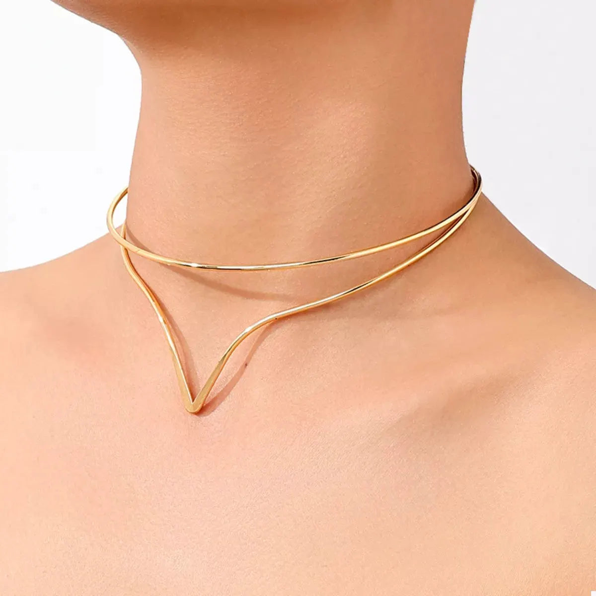 Double Layer V-Shaped Choker Necklace by Partner Labels