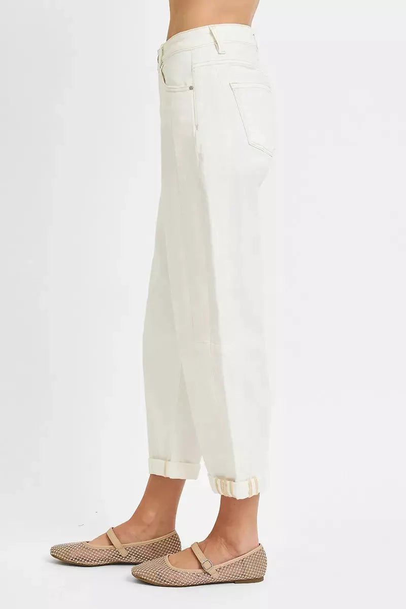 RISEN Full Size High Rise Barrel Cropped Jeans Plus Size by RISEN
